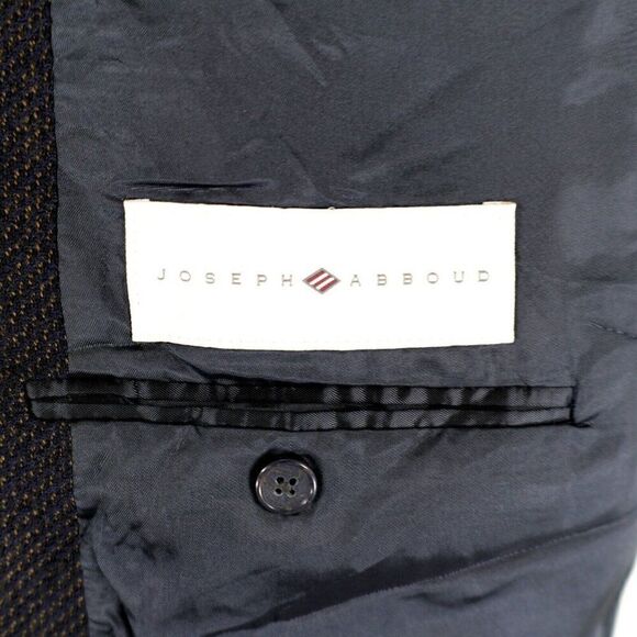 Joseph Abboud Soft Tweed Wool Blue Black Tan Check 3 Button Sport Coat 44R - Picture 9 of 14